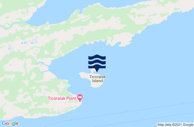 Mapa de mareas Ticoralak Island, Canada