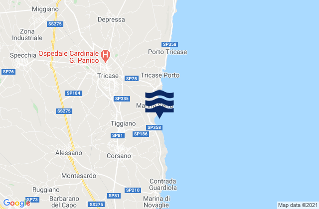 Mapa de mareas Tiggiano, Italy