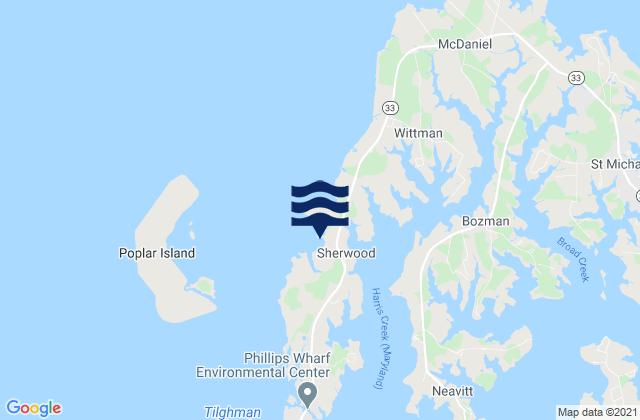 Mapa de mareas Tilghman Island Ferry Cove Eastern Bay, United States