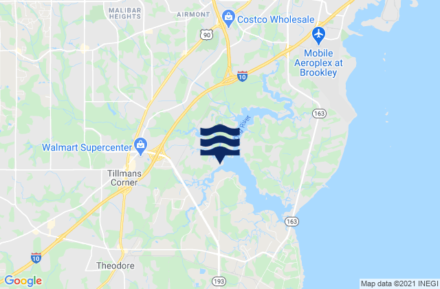 Mapa de mareas Tillmans Corner, United States