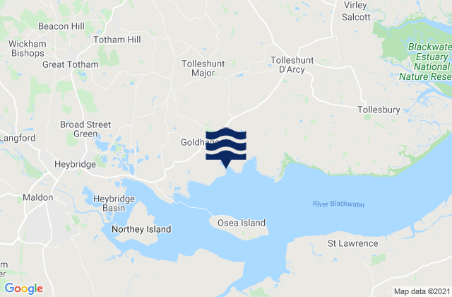 Mapa de mareas Tiptree, United Kingdom