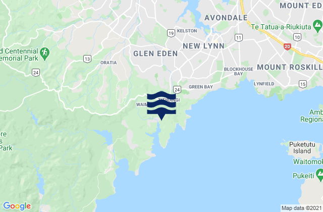 Mapa de mareas Titirangi Beach, New Zealand