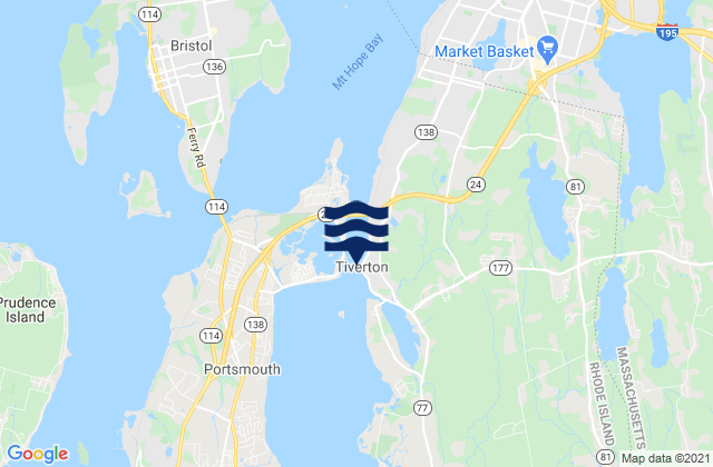 Mapa de mareas Tiverton, United States