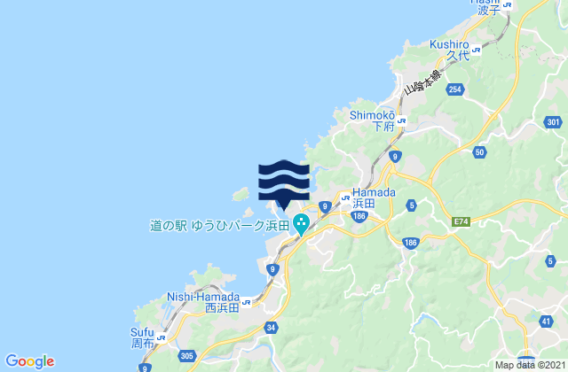 Mapa de mareas To-No-Ura (Hamada), Japan