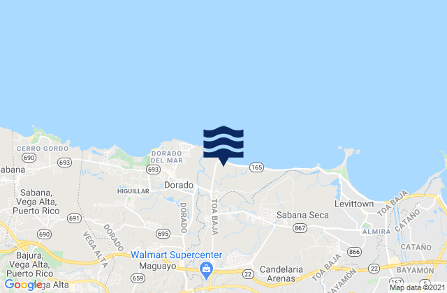 Mapa de mareas Toa Baja Barrio-Pueblo, Puerto Rico