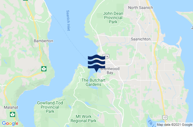 Mapa de mareas Tod Inlet, Canada