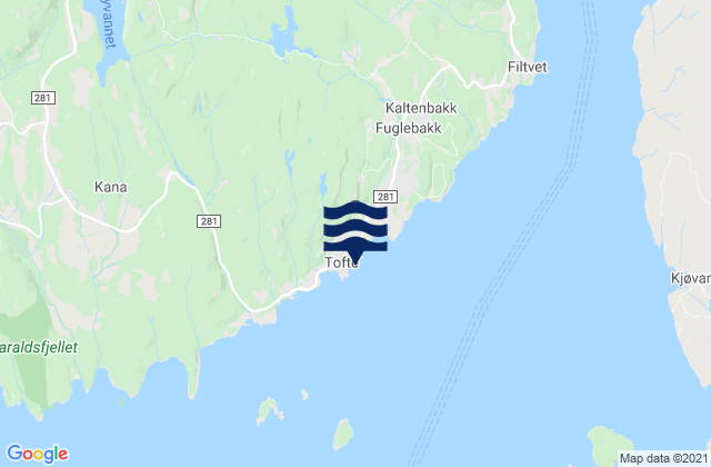 Mapa de mareas Tofte, Norway
