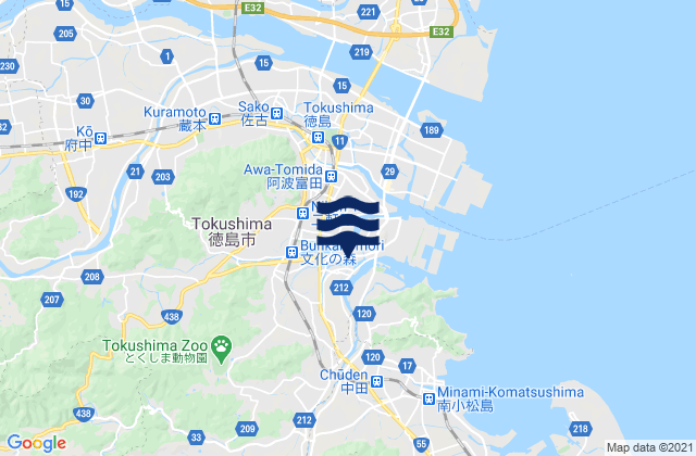Mapa de mareas Tokushima Shi, Japan