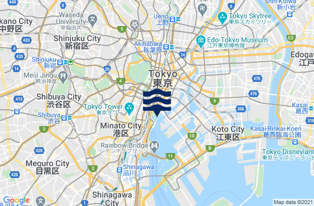 Mapa de mareas Tokyo, Japan