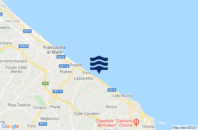 Mapa de mareas Tollo, Italy