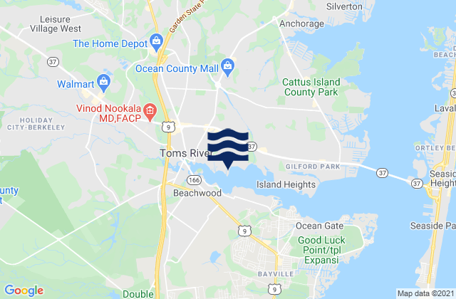 Mapa de mareas Toms River (Town) Toms River, United States