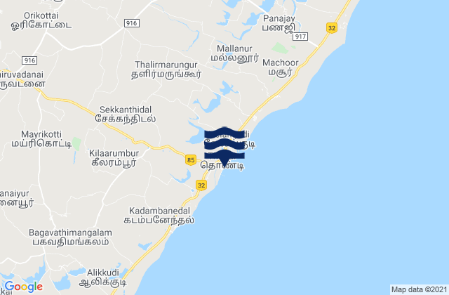 Mapa de mareas Tondi, India