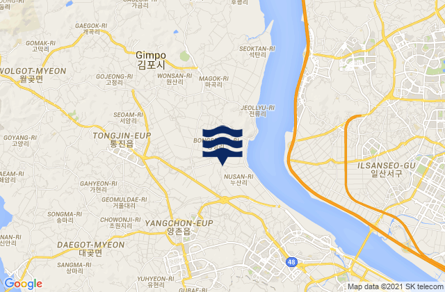 Mapa de mareas Tongjin, South Korea