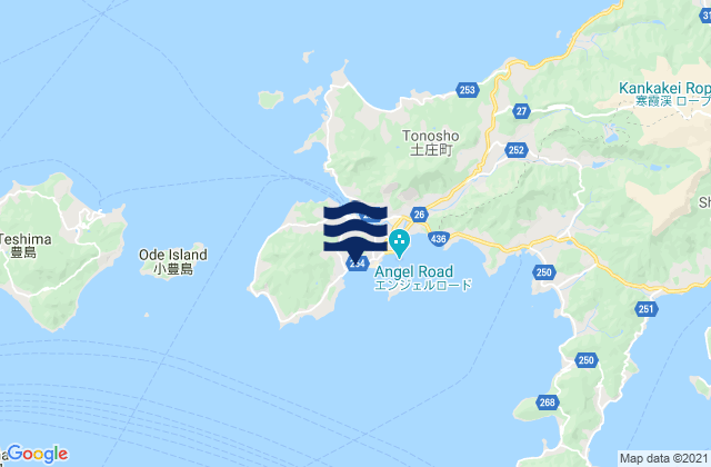 Mapa de mareas Tonoshō, Japan