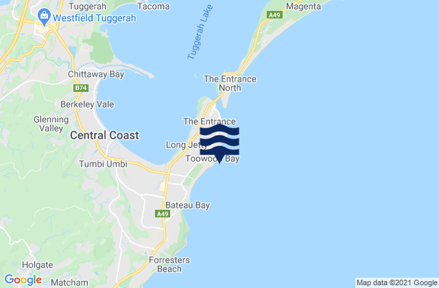 Mapa de mareas Toowoon Bay, Australia
