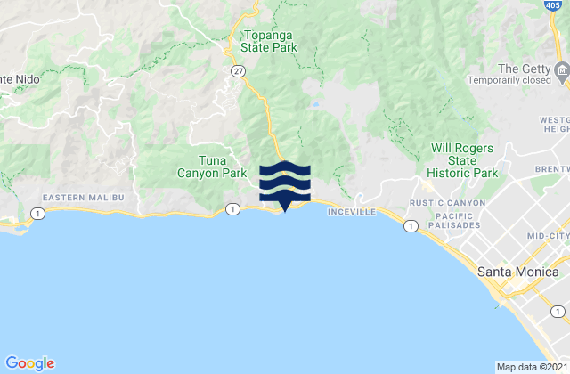 Mapa de mareas Topanga Beach, United States