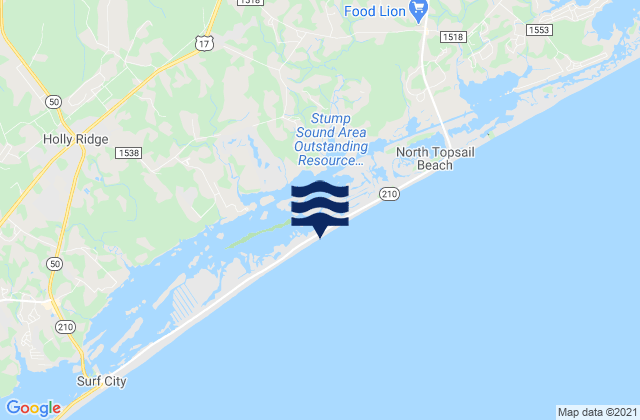 Mapa de mareas Topsail Island, United States