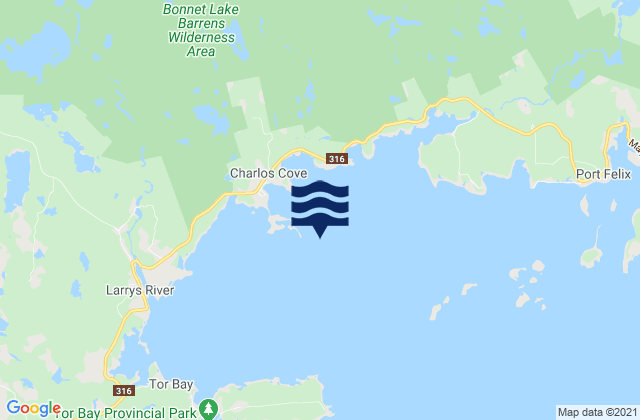 Mapa de mareas Tor Bay, Canada