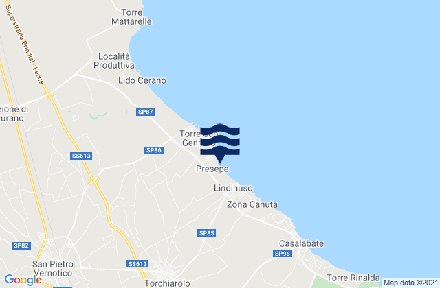 Mapa de mareas Torchiarolo, Italy
