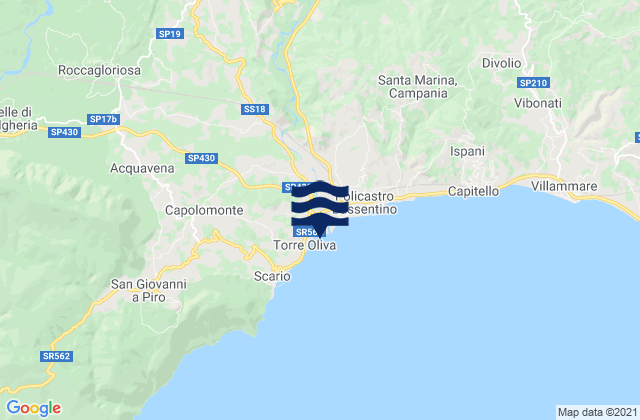 Mapa de mareas Torre Orsaia, Italy