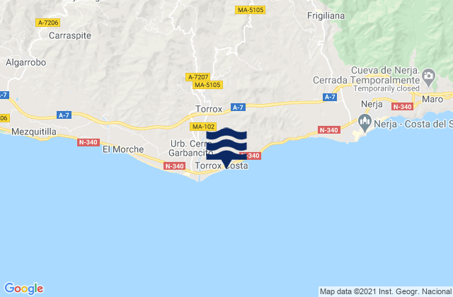 Mapa de mareas Torrox, Spain