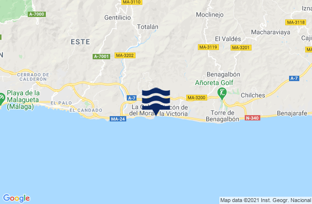 Mapa de mareas Totalán, Spain