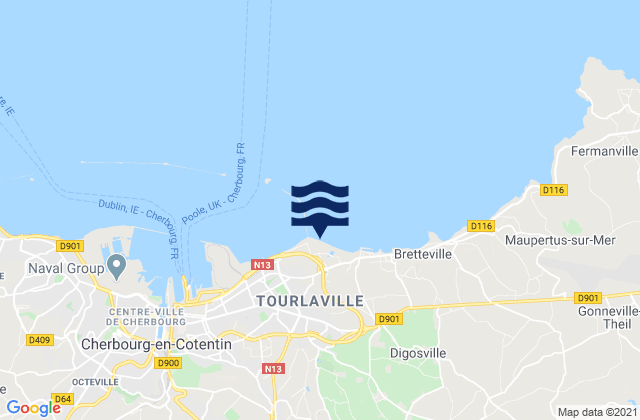 Mapa de mareas Tourlaville, France