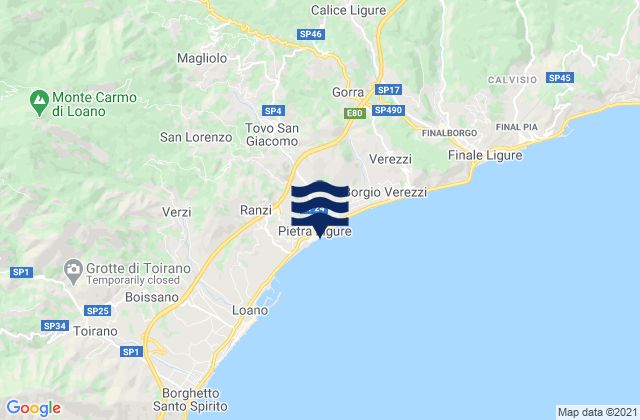 Mapa de mareas Tovo San Giacomo, Italy