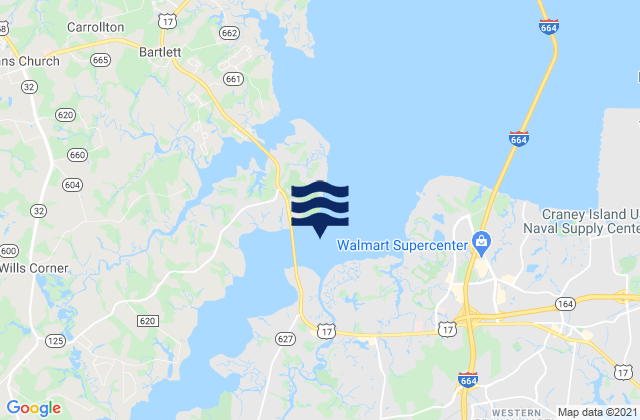 Mapa de mareas Town Point Bridge 0.5 mile east of, United States