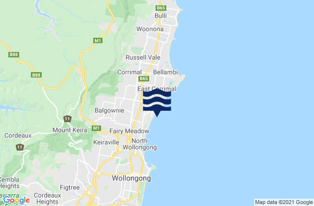 Mapa de mareas Towradgi, Australia