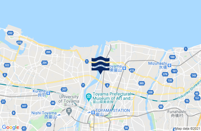 Mapa de mareas Toyama Shi, Japan