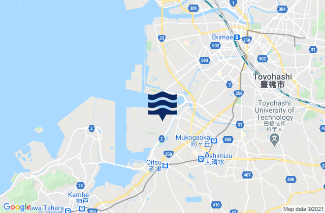Mapa de mareas Toyohasi, Japan