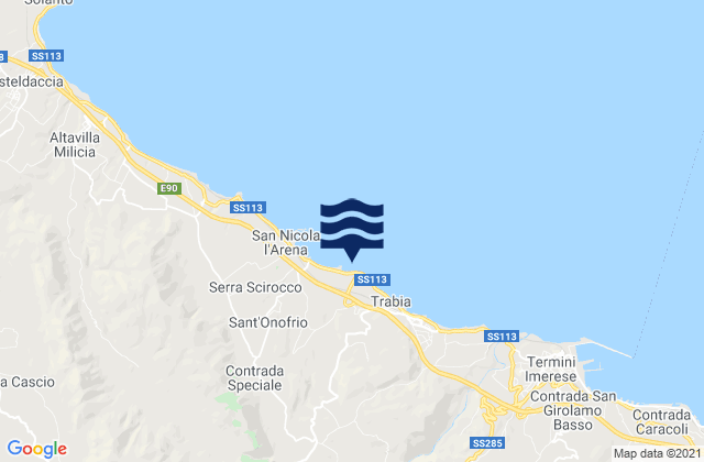 Mapa de mareas Trabia, Italy