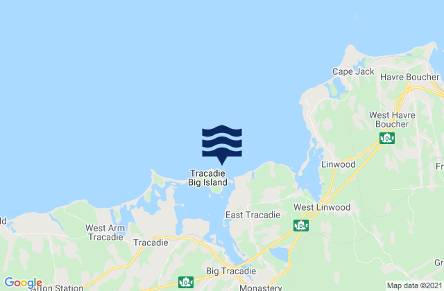 Mapa de mareas Tracadie Big Island, Canada