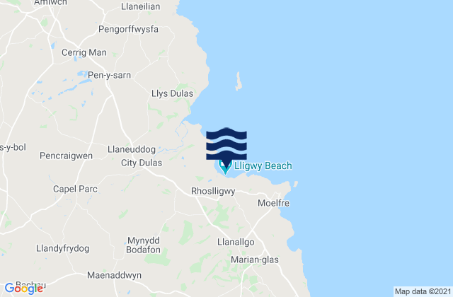 Mapa de mareas Traeth Lligwy, United Kingdom