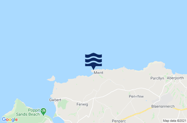 Mapa de mareas Traeth y Mwnt Beach, United Kingdom