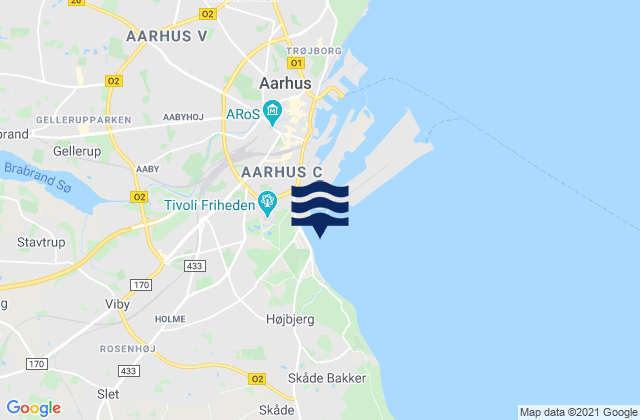 Mapa de mareas Tranbjerg, Denmark