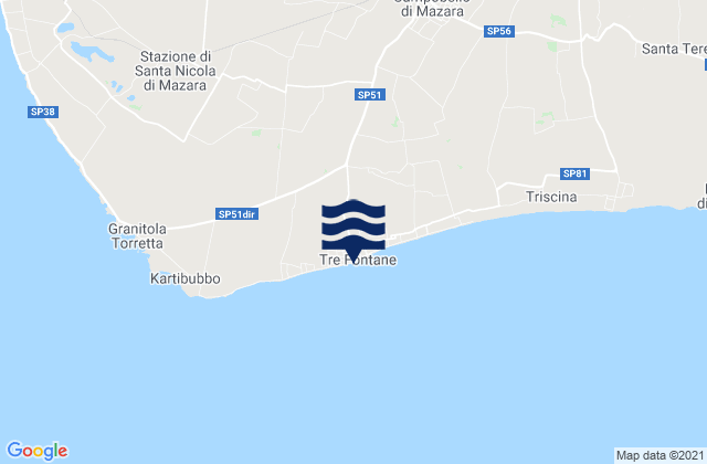 Mapa de mareas Tre Fontane, Italy