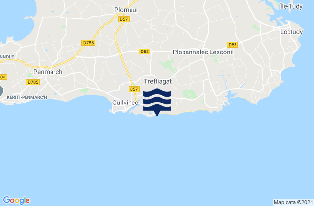 Mapa de mareas Treffiagat, France