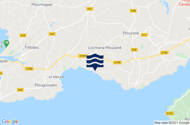 Mapa de mareas Tregana, France