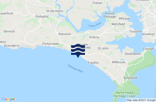 Mapa de mareas Tregantle Beach, United Kingdom