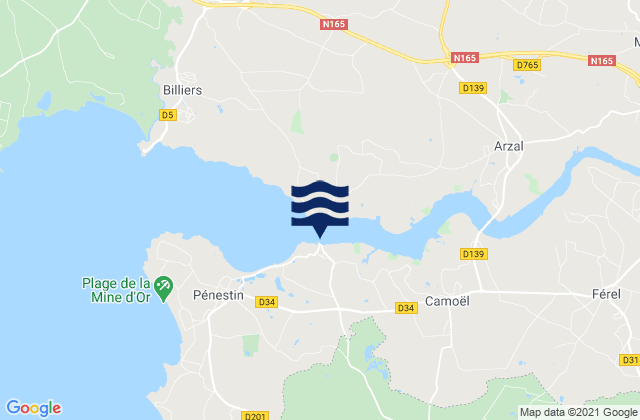 Mapa de mareas Trehiguier, France