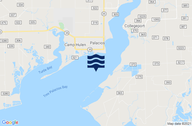 Mapa de mareas Tres Palacios Bay, United States