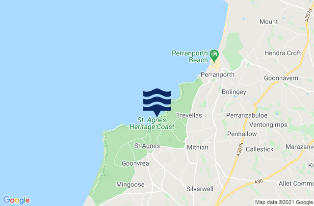 Mapa de mareas Trevellas Porth Beach, United Kingdom