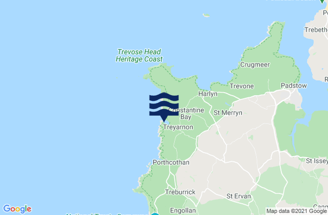 Mapa de mareas Treyarnon Bay Beach, United Kingdom