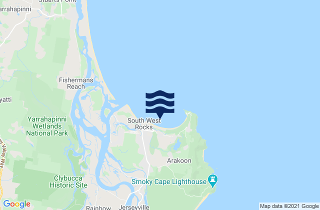 Mapa de mareas Trial Bay, Australia
