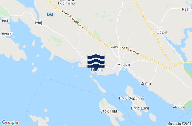 Mapa de mareas Tribunj, Croatia
