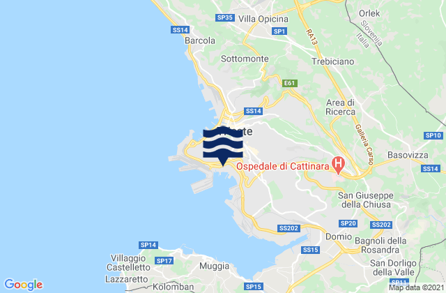 Mapa de mareas Trieste, Italy