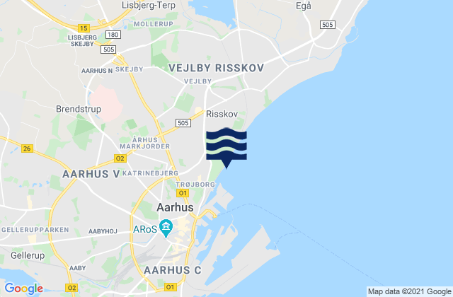 Mapa de mareas Trige, Denmark
