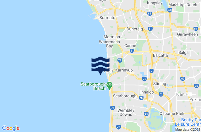 Mapa de mareas Trigg Point, Australia
